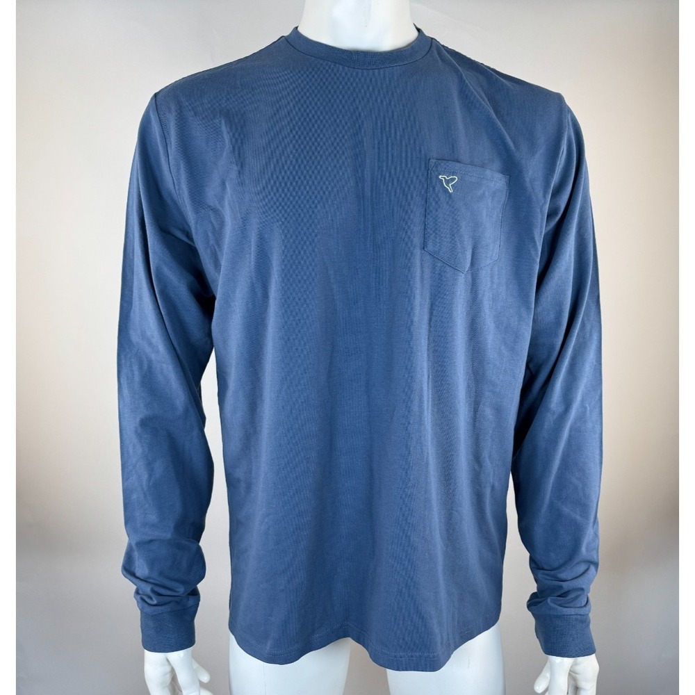 Birddogs Long Sleeve Crewneck‎ Pocket T-Shirt Mens XL NWOT Stretch Cotton Blue